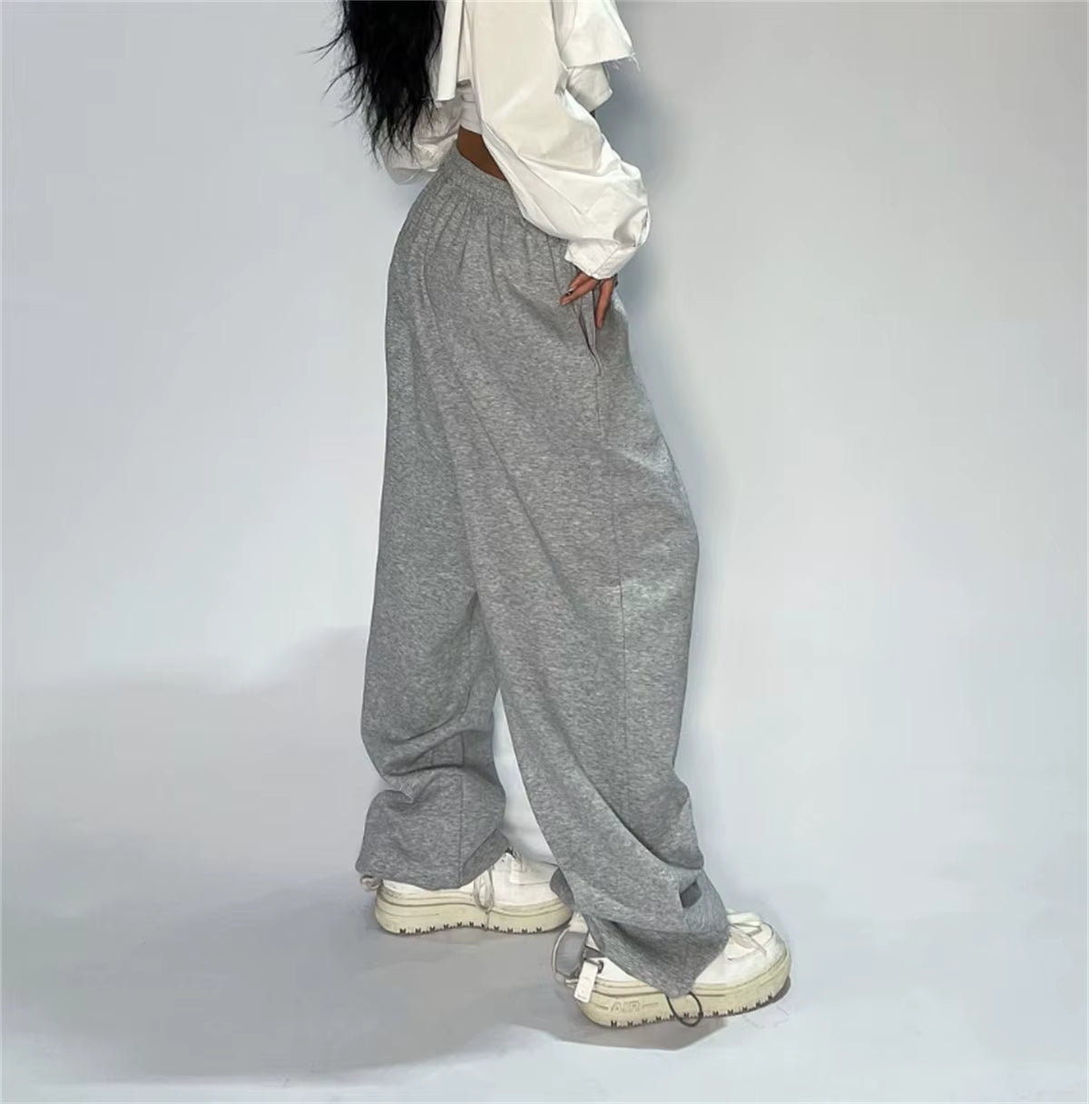 Casual Solid Sweatpants for Women High Waist Lace up Loose Joggers Pant Classic Baggy Streetwear Female Sport Dance Trouser Y2K