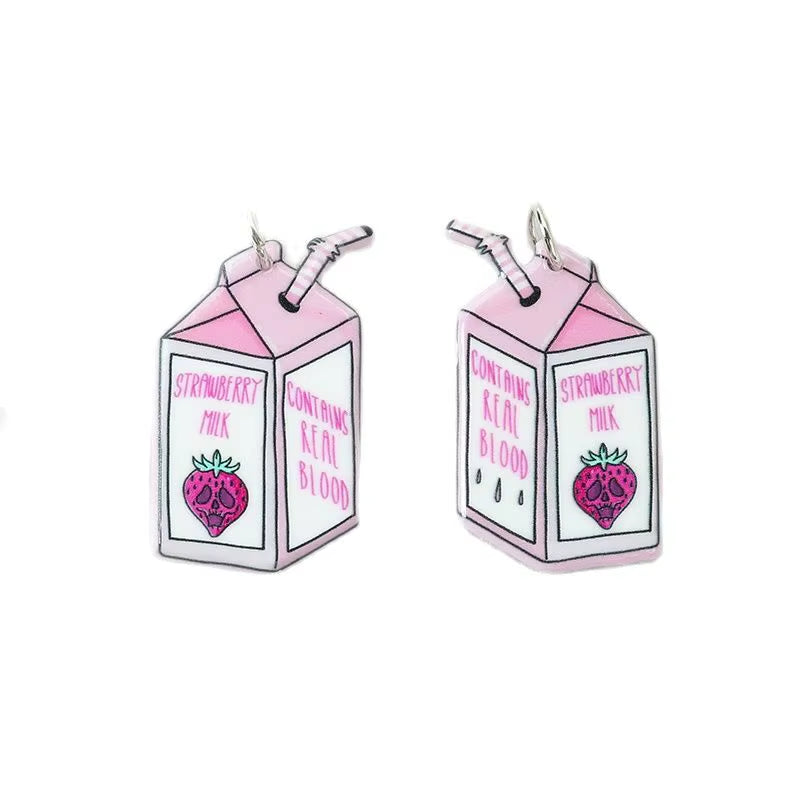 10Pcs Pastel Goth Charms Skull Rose Buttock Creepy Acrylic Jewlery Findings for Earring Necklace Diy Making