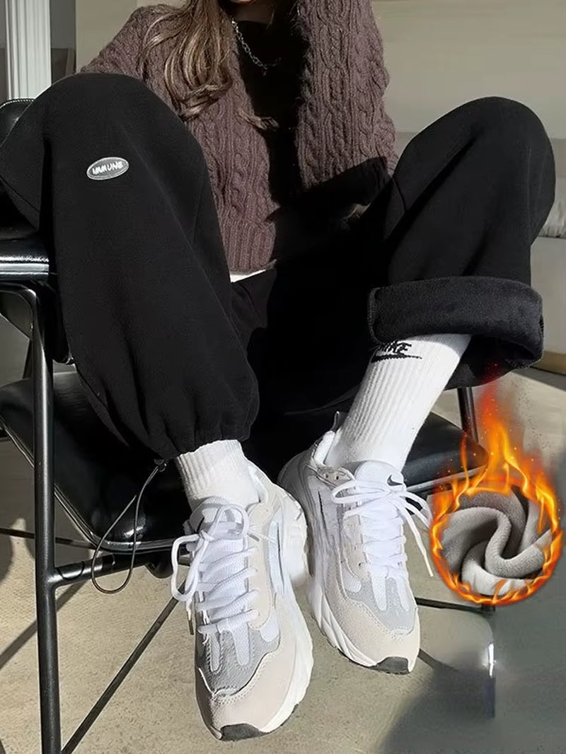 2023 Oversized Gray Velvet Baggy Sweatpants Women Autumn Loose Women'S Sports Pants Thick Winter Trousers Joggers Streetwear