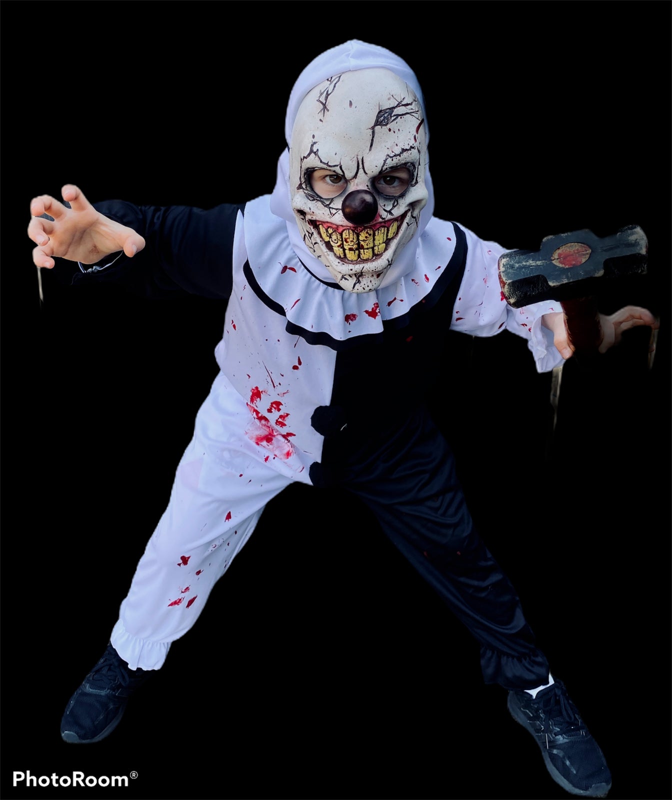 Kids Scary Clown Costume Killer Clowns Boys Mime Halloween Fancy Dress Outfit