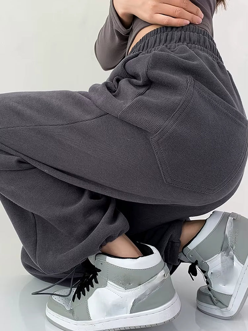2023 Oversized Gray Velvet Baggy Sweatpants Women Autumn Loose Women'S Sports Pants Thick Winter Trousers Joggers Streetwear