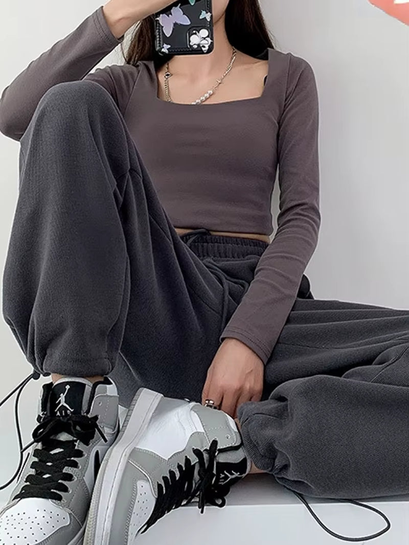 2023 Oversized Gray Velvet Baggy Sweatpants Women Autumn Loose Women'S Sports Pants Thick Winter Trousers Joggers Streetwear