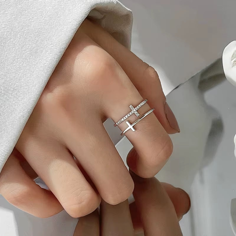 New Fashion Butterfly Rings Shiny Cubic Zirconia Leaves Geometric Adjustable Finger Ring Girls Minimalist Dainty Jewlery Gifts