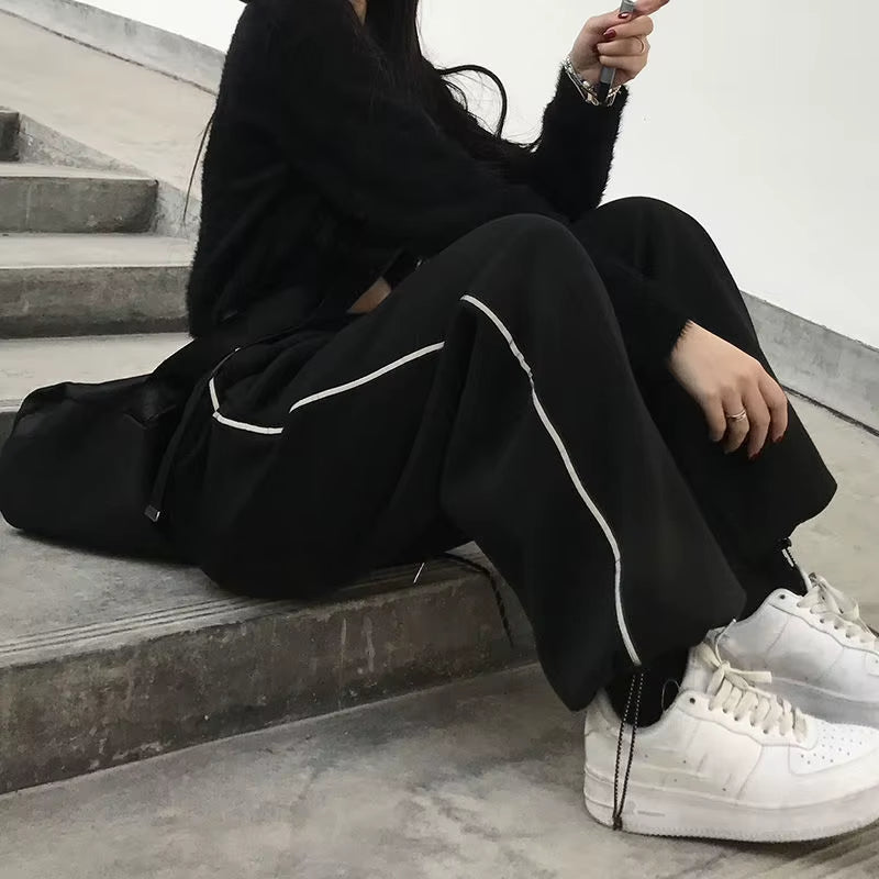 Casual Pants Women Bundle Feet Trousers Design Loose Wide Leg Drawstring Streetwear Joggers Ulzzang BF 2022 Popular All-Match