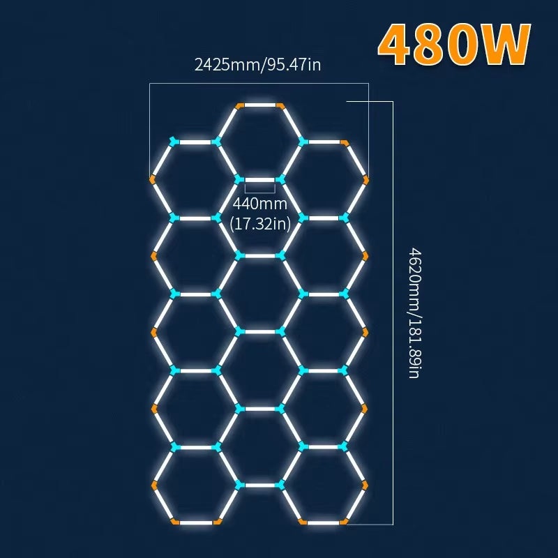 LED Hexagon Lights Garage Lamps Lighting Tube AC85-265V Ceiling Lights LED Lighting Plastic Safety for Garage Factory Market GYM