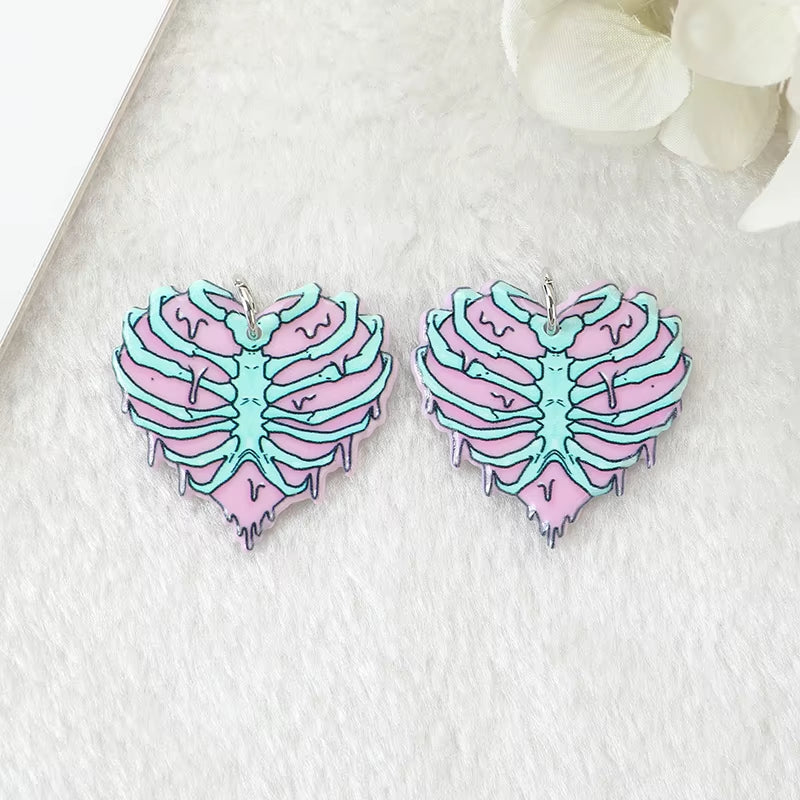 10Pcs Pastel Goth Charms Skull Rose Buttock Creepy Acrylic Jewlery Findings for Earring Necklace Diy Making