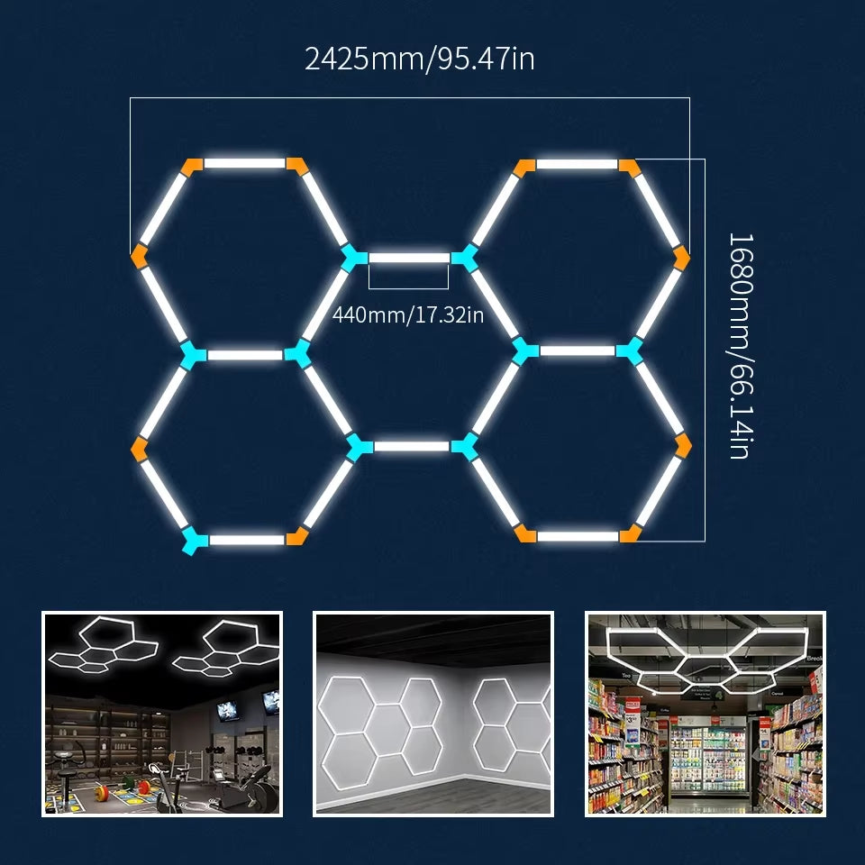 LED Hexagon Lights Garage Lamps Lighting Tube AC85-265V Ceiling Lights LED Lighting Plastic Safety for Garage Factory Market GYM