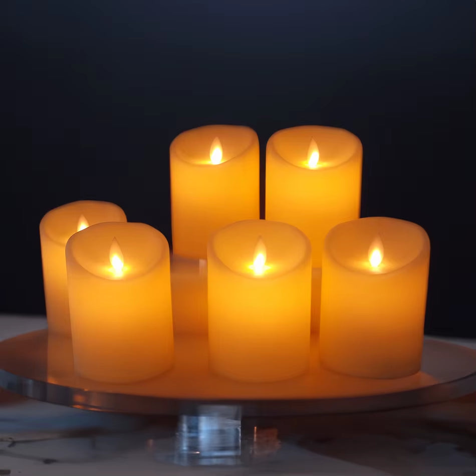 3Pcs/Set USB Rechargeable Flameless Electric Led Candles with Remote Control,Pillar Candles Home Decor., Wedding Decoration