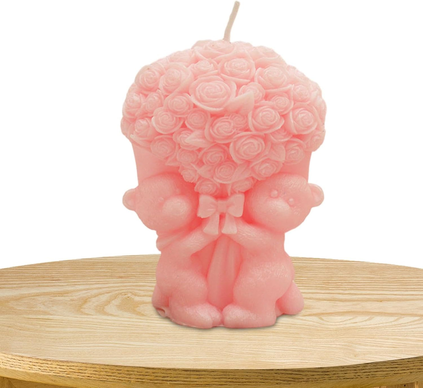 Aromatherapy Candle Floral, Bear Aromatherapy Candle, Scented Candle for Valentine'S Day, Bear Hugging Flower Scented Candle, Soy Wax Candle