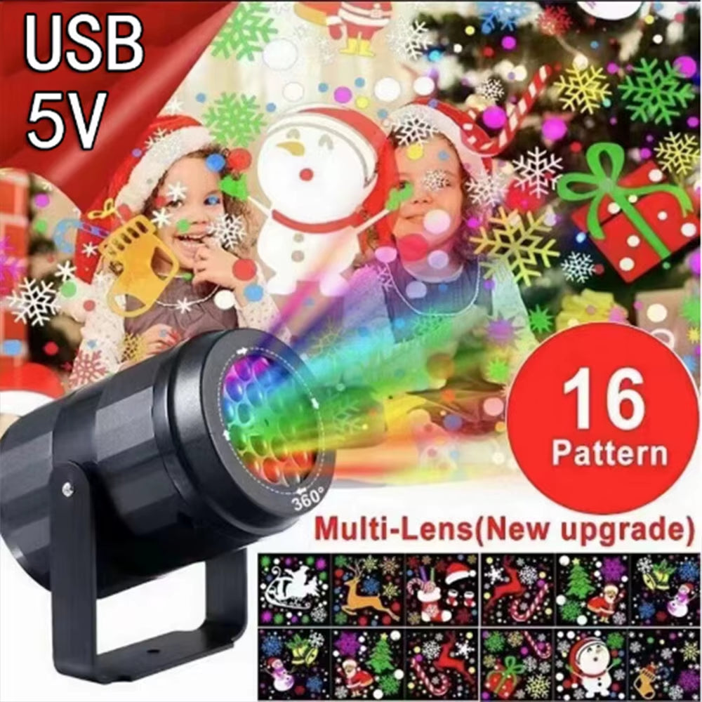 Christmas Halloween Pumpkin Projection LED USB Projectors Holiday Party Decoration 16 Patterns Night Lights Room Decor Xmas Gift