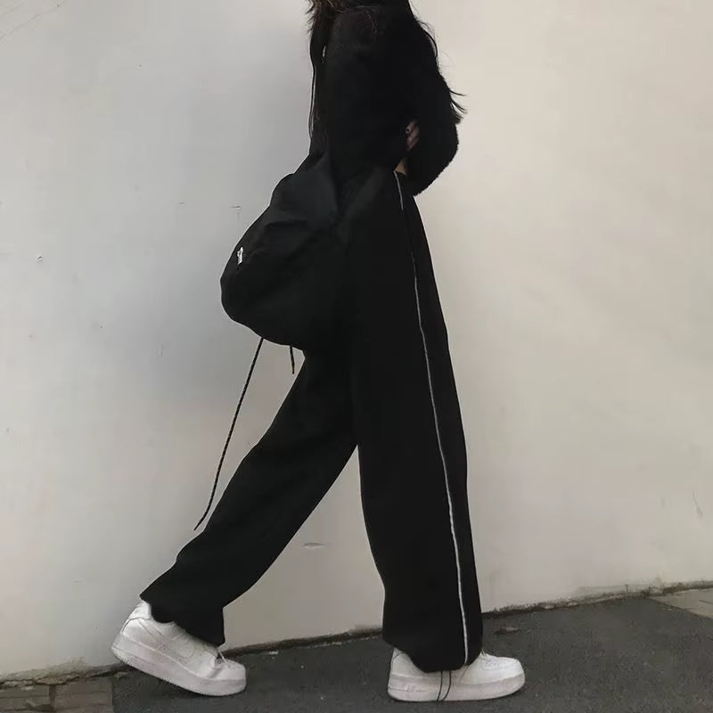Casual Pants Women Bundle Feet Trousers Design Loose Wide Leg Drawstring Streetwear Joggers Ulzzang BF 2022 Popular All-Match