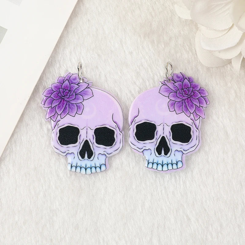 10 Pcs Halloween Charms Creepy Witch Cat Skull Snake Flatback Acrylic Jewlery Findings for Earrings Keychain Pendants Diy Making