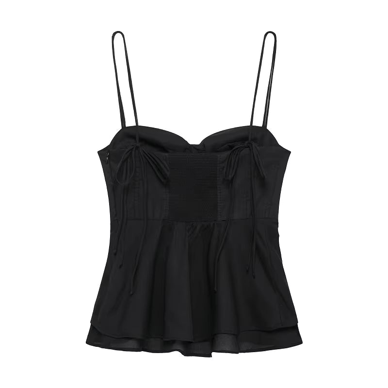 Black Corset Crop Top Woman Summer Camisole Backless Top Women Sleeveless Bustier Top Woman 2025 Sexy Beach Tops for Women