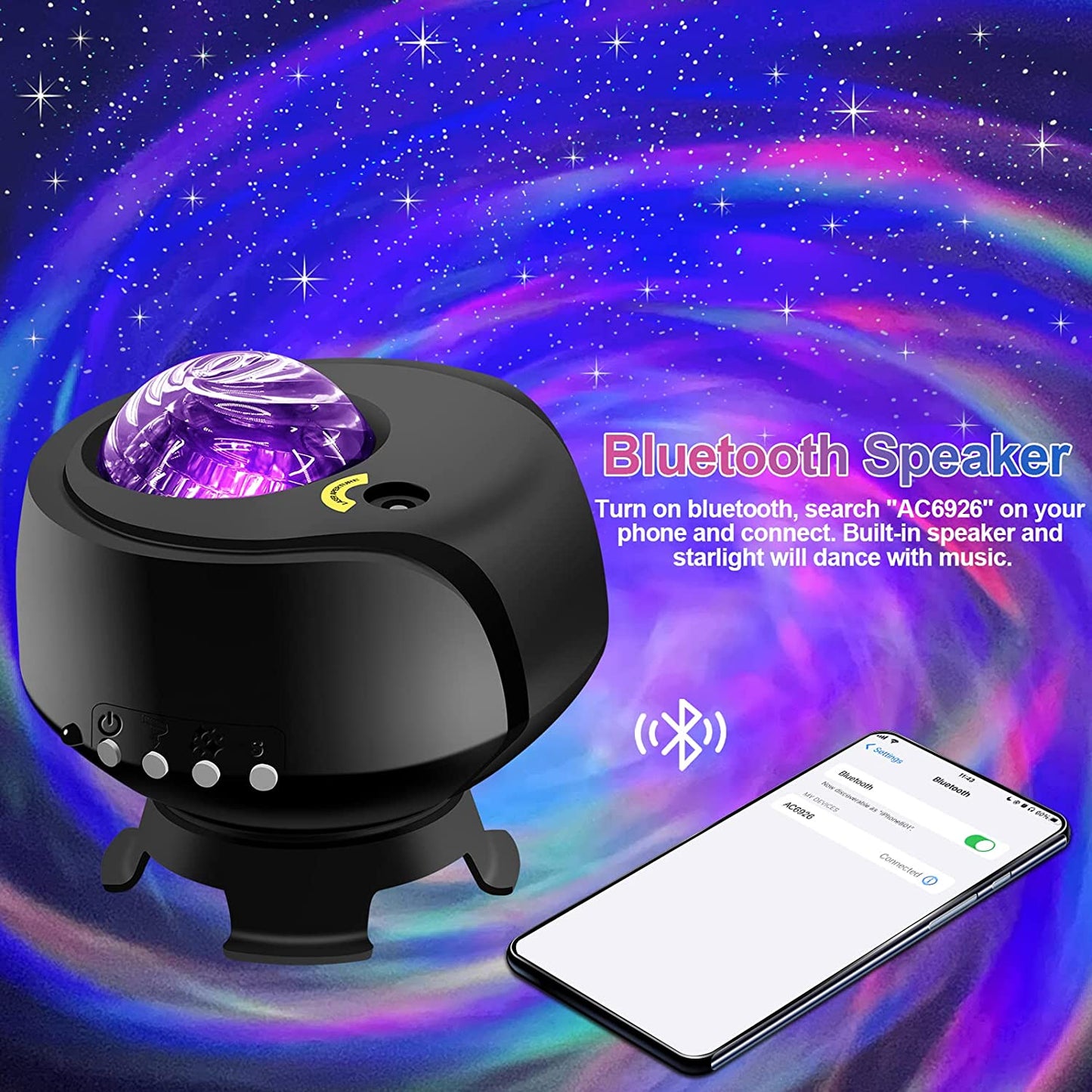 The Largest Coverage Area Galaxy Lights Projector 2.0, Star Projector, with Chan