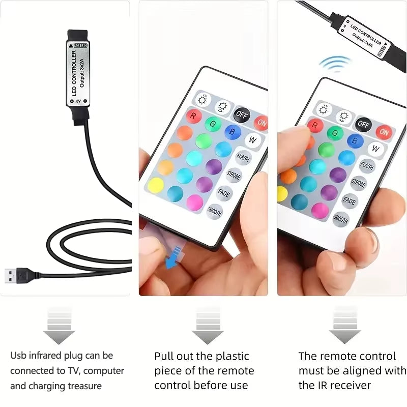 Intelligent 5V USB for TV Backlight Led Strip with 24-Key Remote Control Is the Perfect Choice for Home Party Room Decoration