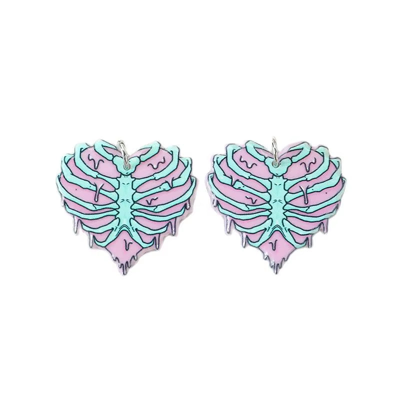 10Pcs Pastel Goth Charms Skull Rose Buttock Creepy Acrylic Jewlery Findings for Earring Necklace Diy Making