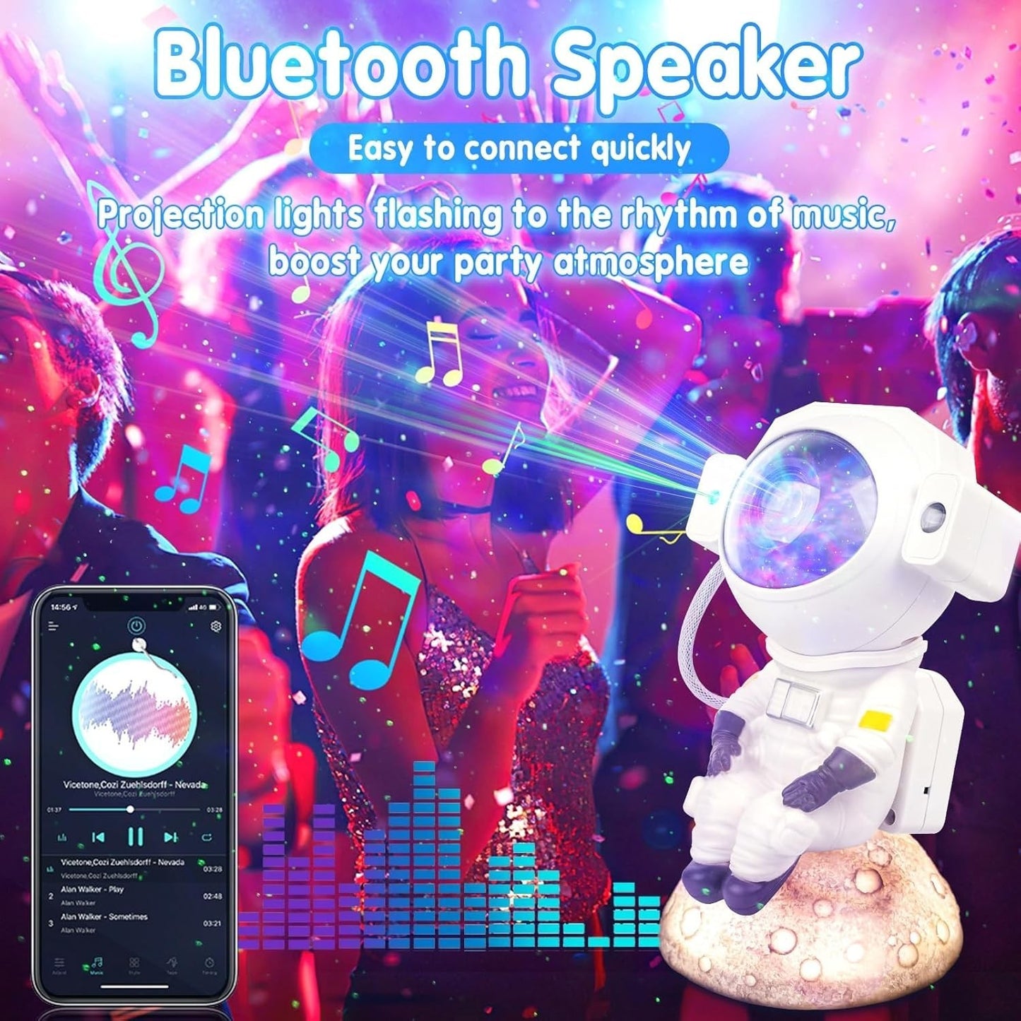 Annefly Astronaut Galaxy Projector Night Light Star Projector with Bluetooth