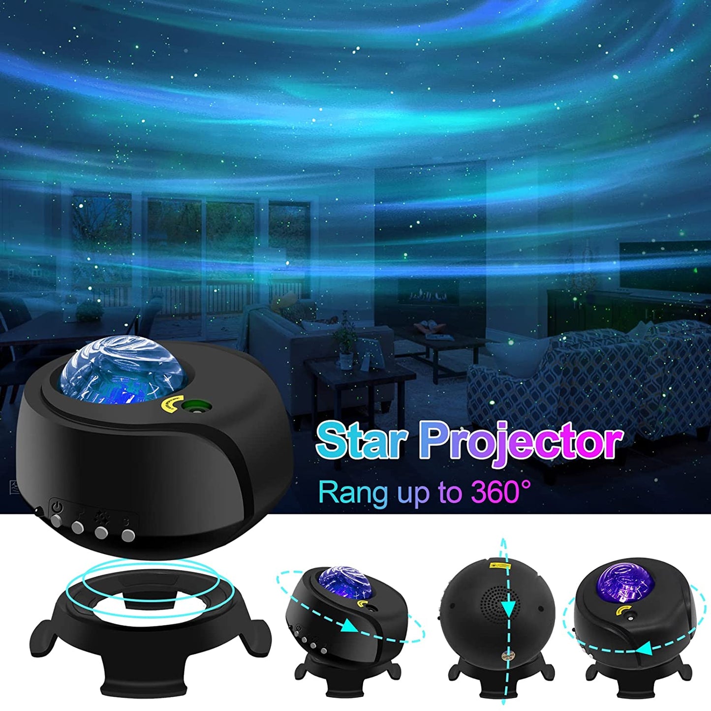 The Largest Coverage Area Galaxy Lights Projector 2.0, Star Projector, with Chan