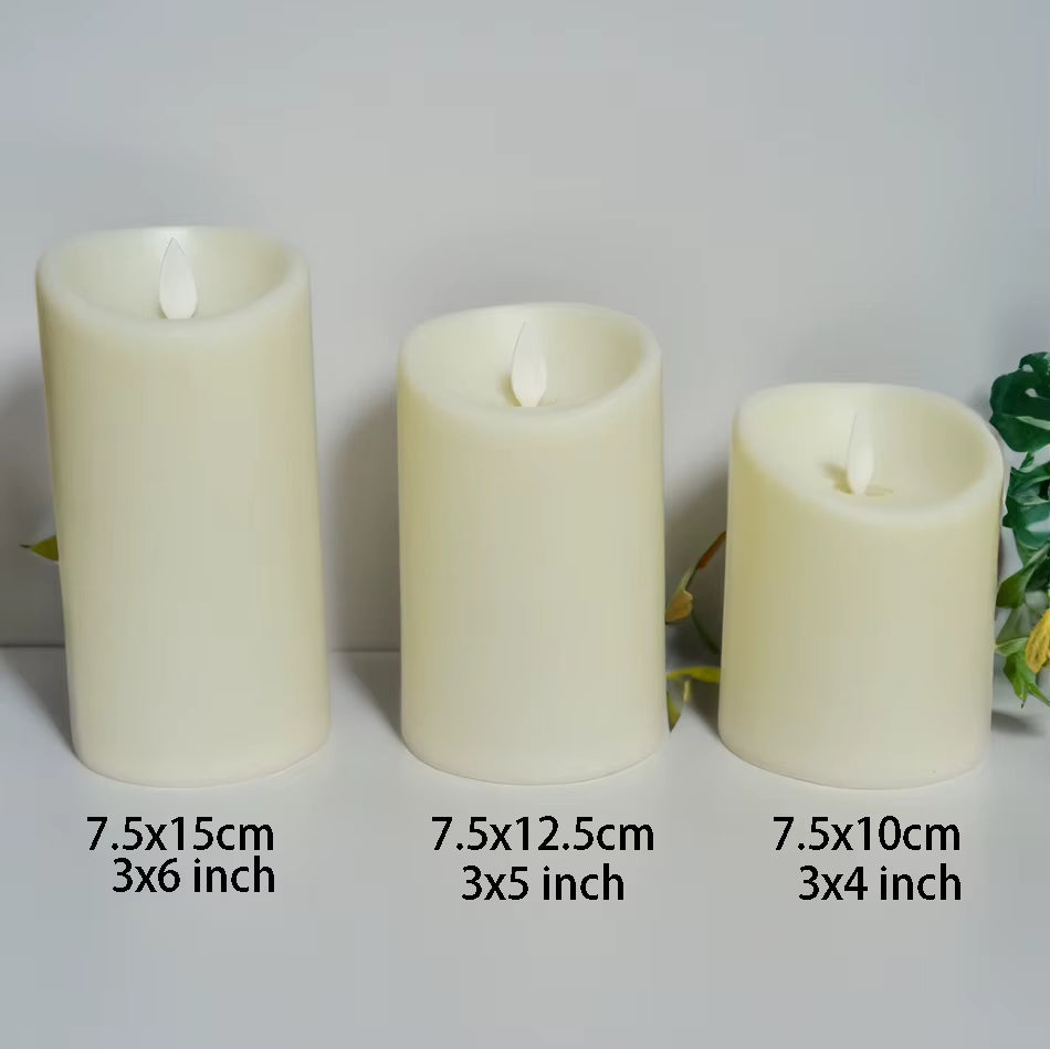 3Pcs/Set USB Rechargeable Flameless Electric Led Candles with Remote Control,Pillar Candles Home Decor., Wedding Decoration