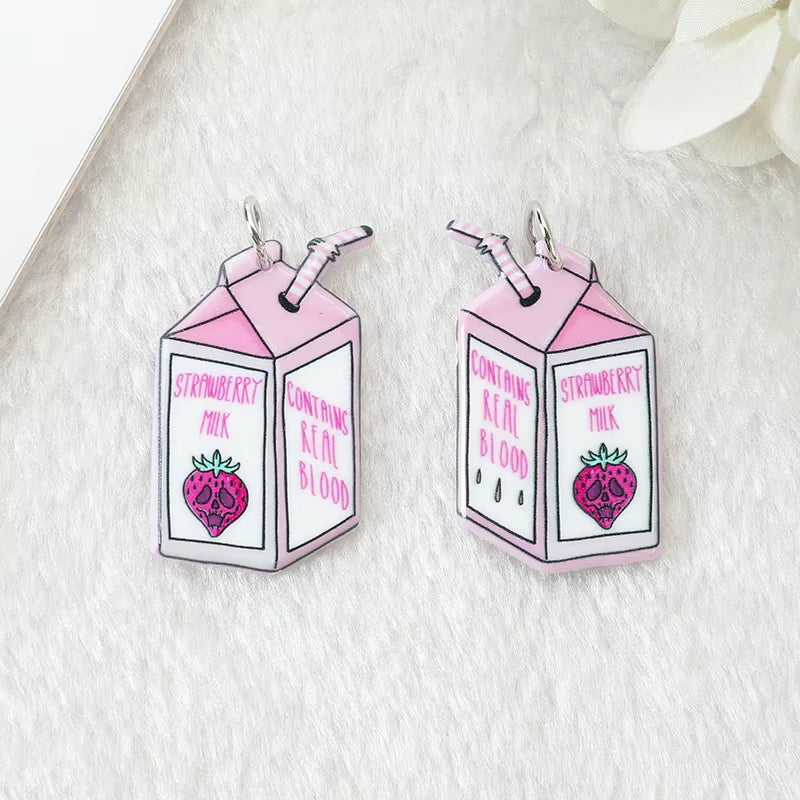 10Pcs Pastel Goth Charms Skull Rose Buttock Creepy Acrylic Jewlery Findings for Earring Necklace Diy Making