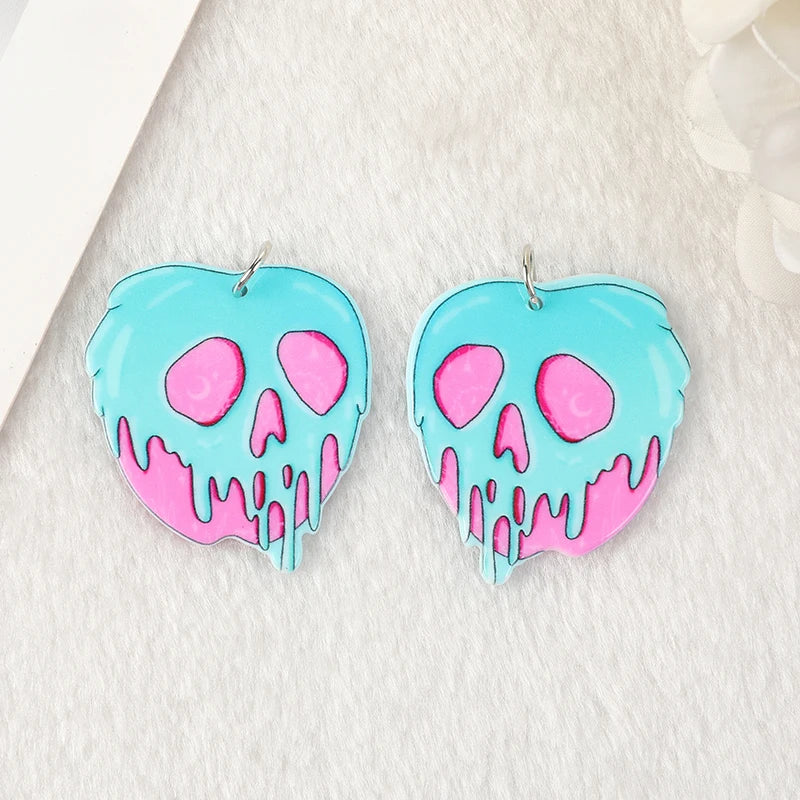 10 Pcs Halloween Charms Creepy Witch Cat Skull Snake Flatback Acrylic Jewlery Findings for Earrings Keychain Pendants Diy Making