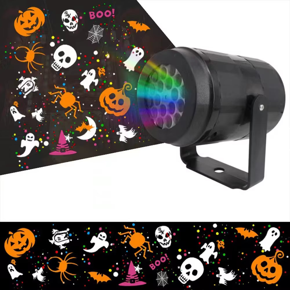 Christmas Halloween Pumpkin Projection LED USB Projectors Holiday Party Decoration 16 Patterns Night Lights Room Decor Xmas Gift
