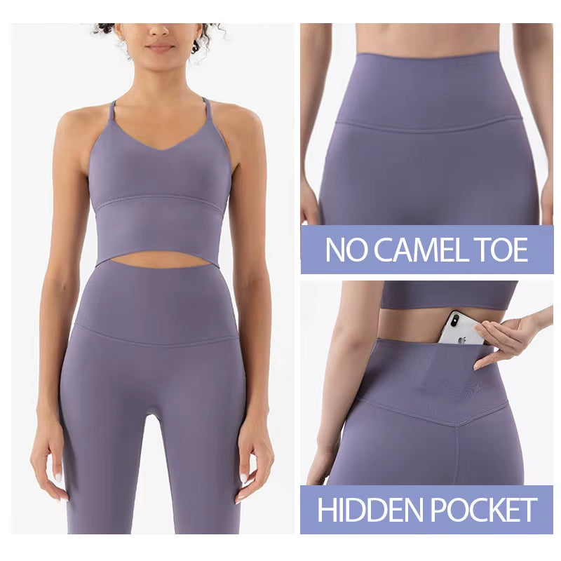 Sportswear Woman Gym Sports Bra and Leggings Woman 2 Piece Set Outifit Naked Feeling Female Fitness Clothing Women' Tracksuit