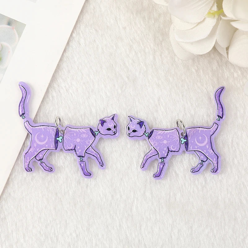 10 Pcs Halloween Charms Creepy Witch Cat Skull Snake Flatback Acrylic Jewlery Findings for Earrings Keychain Pendants Diy Making