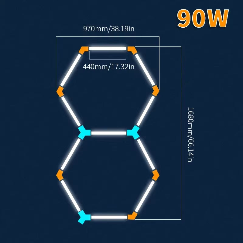LED Hexagon Lights Garage Lamps Lighting Tube AC85-265V Ceiling Lights LED Lighting Plastic Safety for Garage Factory Market GYM