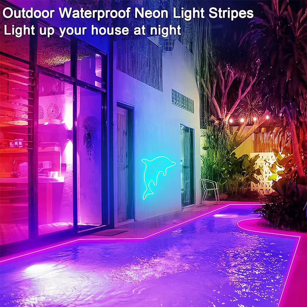 Flexible RGB LED Lights,Neon LED Rope Lights,Led Lights for Bedroom Flexible LED Light Strip with Remote and APP Control RGB