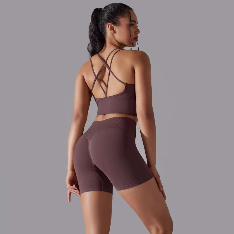 Sexy Yoga Sets Women'S Tracksuit Seamless Sport Suit Running Workout Sportswear Gym Clothing Leggings Bra Fitness Suits 2 Pieces