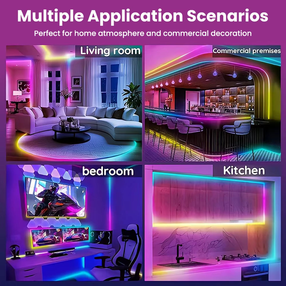 Flexible RGB LED Lights,Neon LED Rope Lights,Led Lights for Bedroom Flexible LED Light Strip with Remote and APP Control RGB