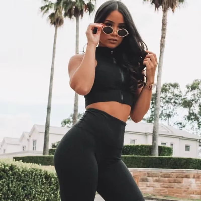 Yoga Suit for Fitness Clothing Clearance Sale Gym Set Woman Workout Clothes Black Tracksuit Women Sportswear Sports Kit Zipper