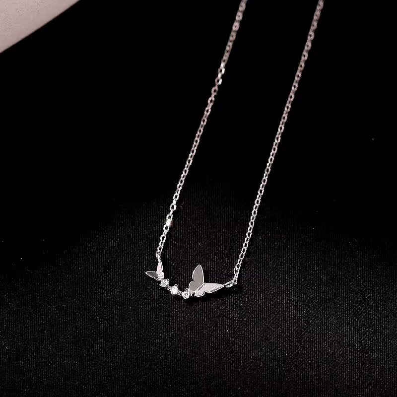 Korean Silver Color Cute White Dove Necklace for Women Fashion Simple Temperament Zircon Clavicle Chain Necklace Jewlery