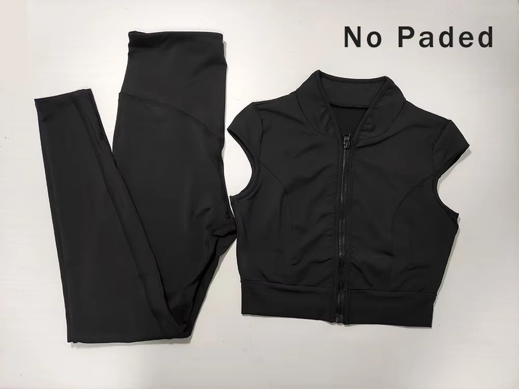 Yoga Suit for Fitness Clothing Clearance Sale Gym Set Woman Workout Clothes Black Tracksuit Women Sportswear Sports Kit Zipper