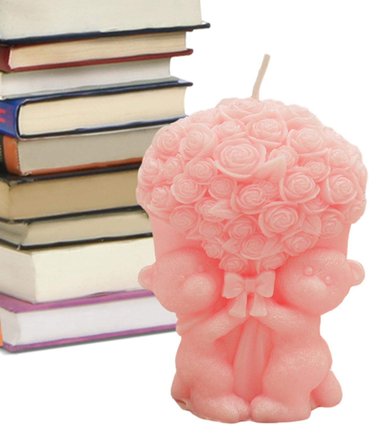 Aromatherapy Candle Floral, Bear Aromatherapy Candle, Scented Candle for Valentine'S Day, Bear Hugging Flower Scented Candle, Soy Wax Candle