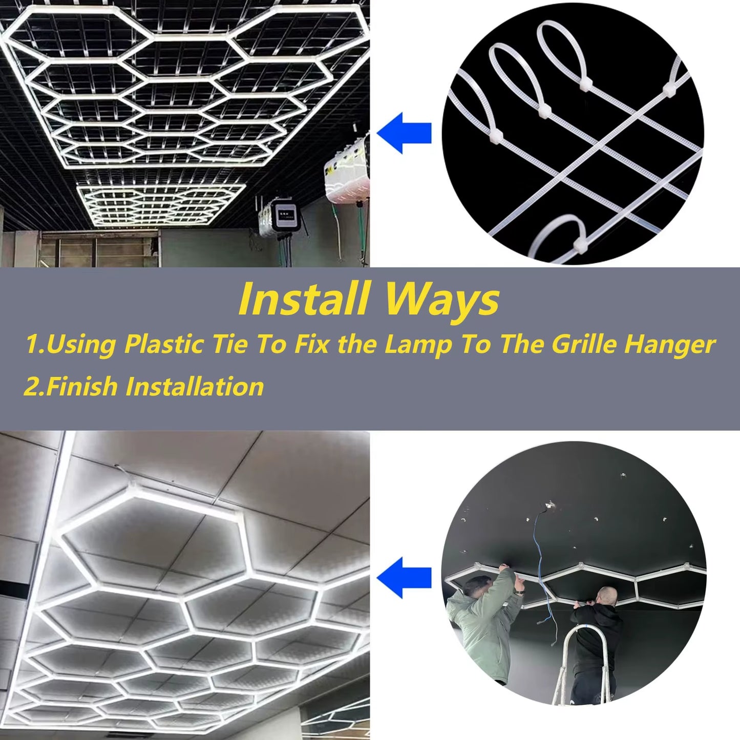 LED Hexagon Lights Garage Lamps Lighting Tube AC85-265V Ceiling Lights LED Lighting Plastic Safety for Garage Factory Market GYM