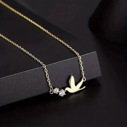 Korean Silver Color Cute White Dove Necklace for Women Fashion Simple Temperament Zircon Clavicle Chain Necklace Jewlery