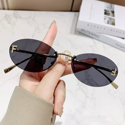 Elegant Diamond Oval Sunglasses Male Letter "F" Rimless Sunglasses Car Sunglasses 90902