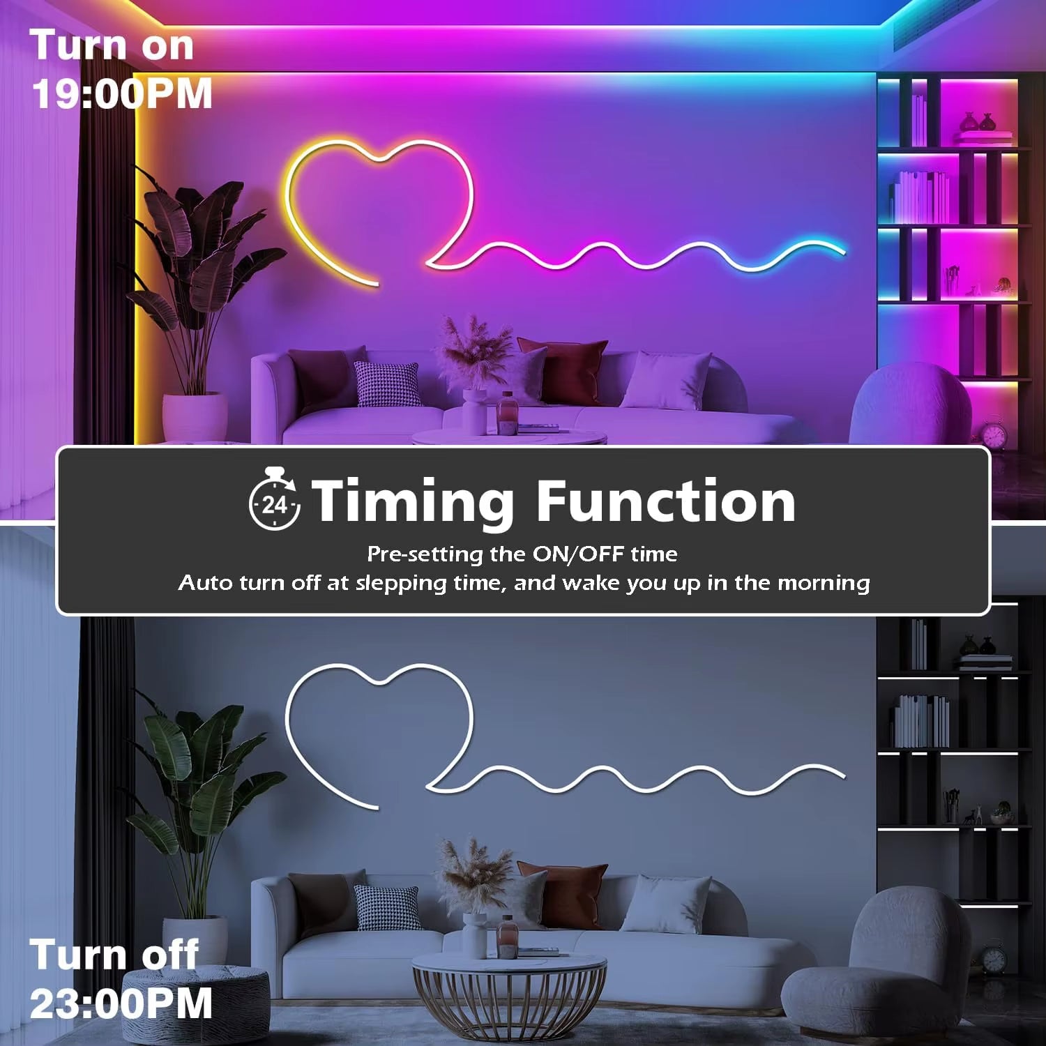Flexible RGB LED Lights,Neon LED Rope Lights,Led Lights for Bedroom Flexible LED Light Strip with Remote and APP Control RGB