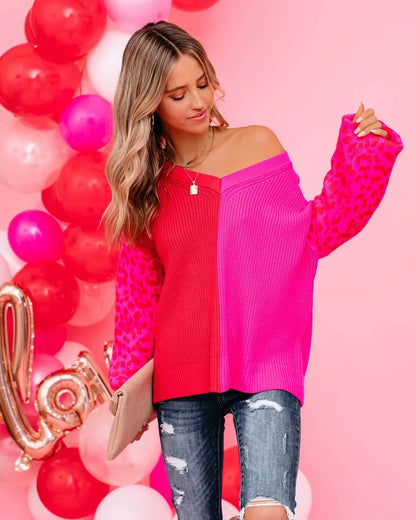 Plus Size Loose Knitted Sweater Women Jumpers Long Sleeve Woman Pullovers Sweaters Casual Winter Color Block Striped Sweater