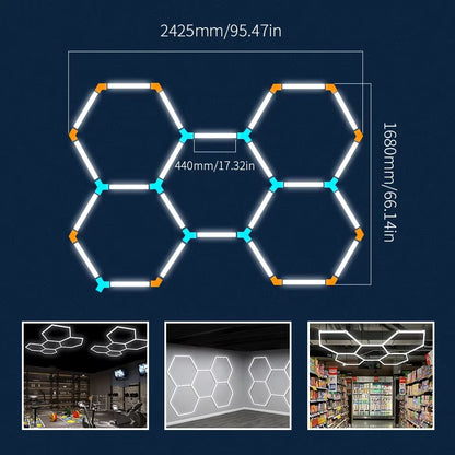 LED Hexagon Lights Garage Lamps Lighting Tube AC85-265V Ceiling Lights LED Lighting Plastic Safety for Garage Factory Market GYM