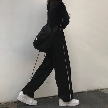 Casual Pants Women Bundle Feet Trousers Design Loose Wide Leg Drawstring Streetwear Joggers Ulzzang BF 2022 Popular All-Match