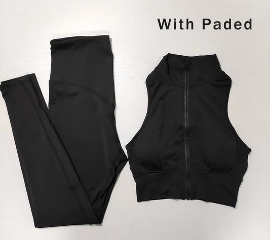 Yoga Suit for Fitness Clothing Clearance Sale Gym Set Woman Workout Clothes Black Tracksuit Women Sportswear Sports Kit Zipper