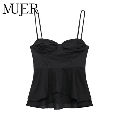 Black Corset Crop Top Woman Summer Camisole Backless Top Women Sleeveless Bustier Top Woman 2025 Sexy Beach Tops for Women