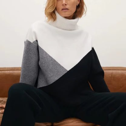 Plus Size Loose Knitted Sweater Women Jumpers Long Sleeve Woman Pullovers Sweaters Casual Winter Color Block Striped Sweater