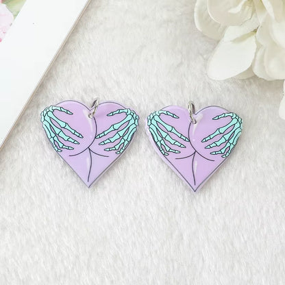 10Pcs Pastel Goth Charms Skull Rose Buttock Creepy Acrylic Jewlery Findings for Earring Necklace Diy Making