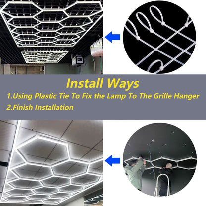 LED Hexagon Lights Garage Lamps Lighting Tube AC85-265V Ceiling Lights LED Lighting Plastic Safety for Garage Factory Market GYM